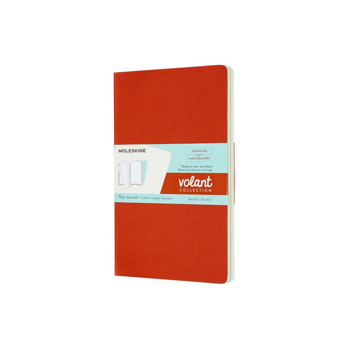 Moleskine Volant Not Defteri 2'li Set Çizgisiz Karton Kapak 13x21 Turuncu - Aqua Mavi