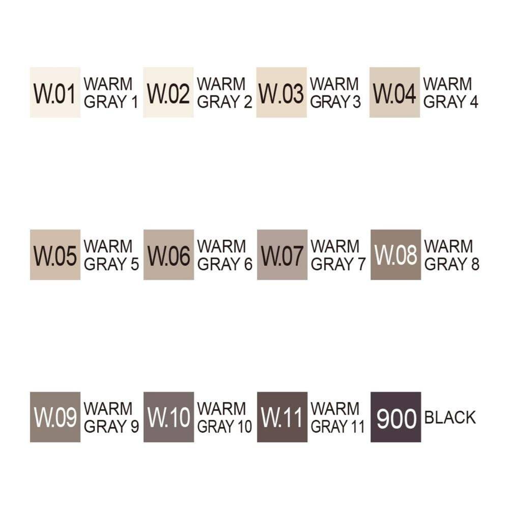 Kuretake Zig Twin Marker Warm Grays Colors Set 12li Kc-3000N/12B