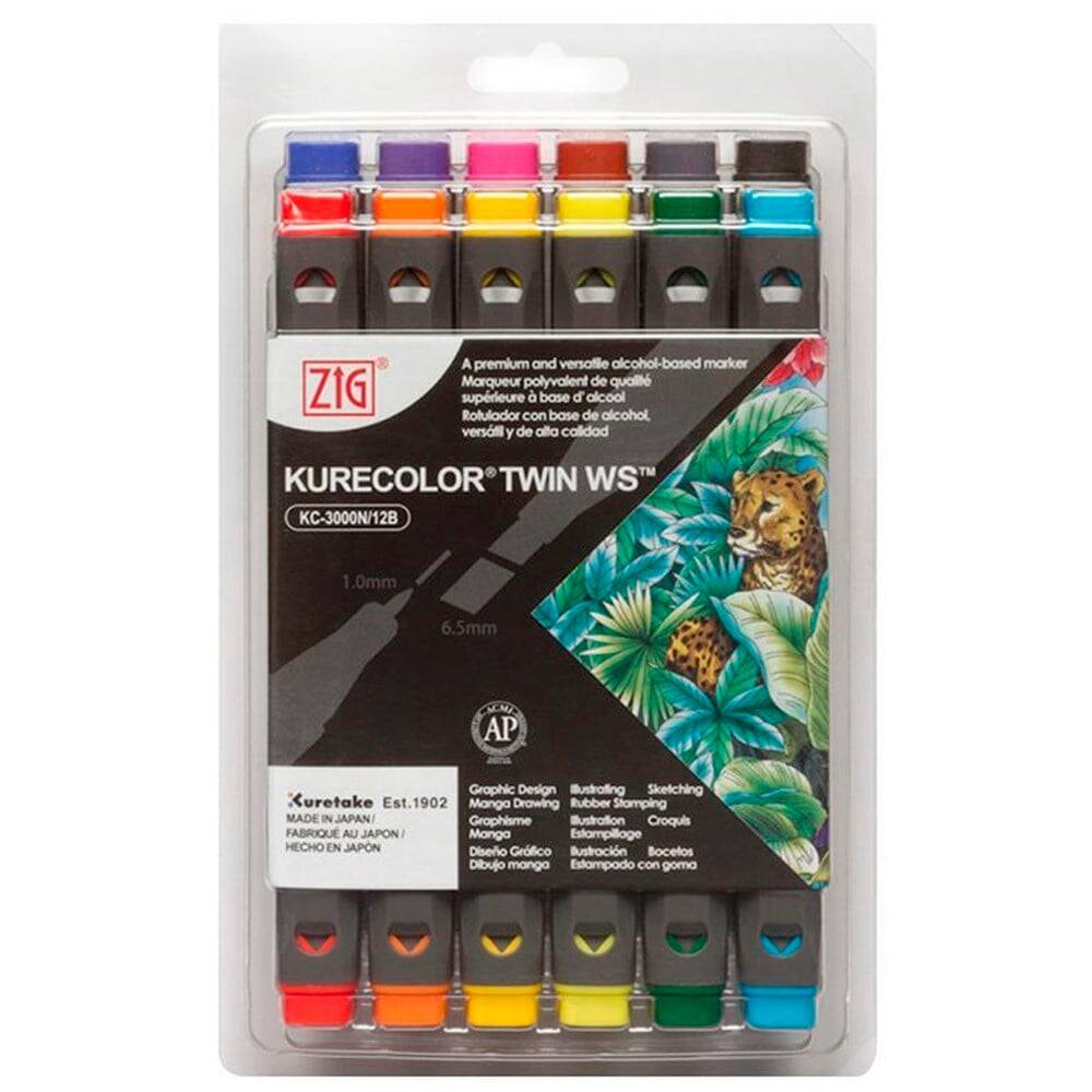 Zig Kurecolor Twin S Basic Renkler 12li Marker Set KC-3000N/12B1