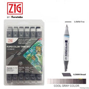 Zig Kurecolor Twin WS Soğuk Gri Tonlar 12'li Marker Set KC-3000N/12B8