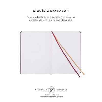 Victorias Journals Vintage Old Book 14.5x20.5 cm 110 gr 160 Yaprak Bordo