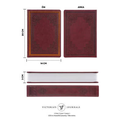 Victorias Journals Vintage Old Book 14.5x20.5 cm 110 gr 160 Yaprak Bordo