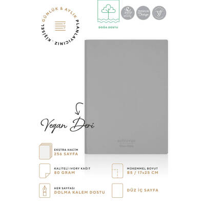 Victorias Journals Softtons Esnek Kapak Çizgisiz Defter B5 80 gr 128 Yaprak Gri