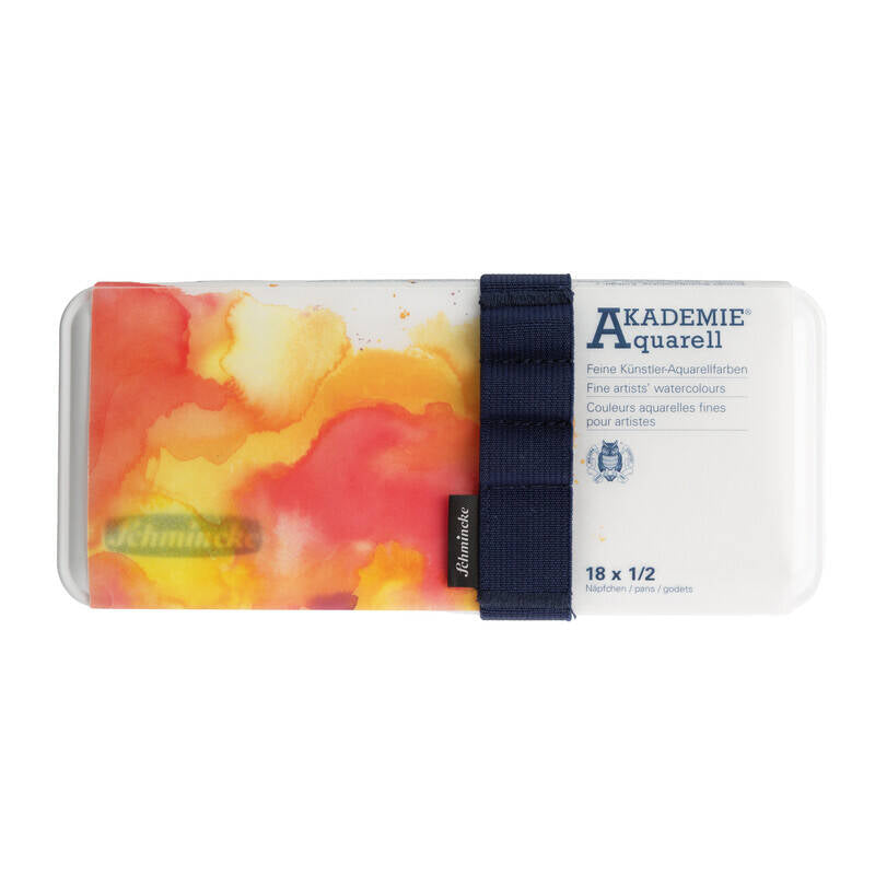 Schmincke Akademie Aquarell Plastic Box Watercolor Set 18 x Half Pans