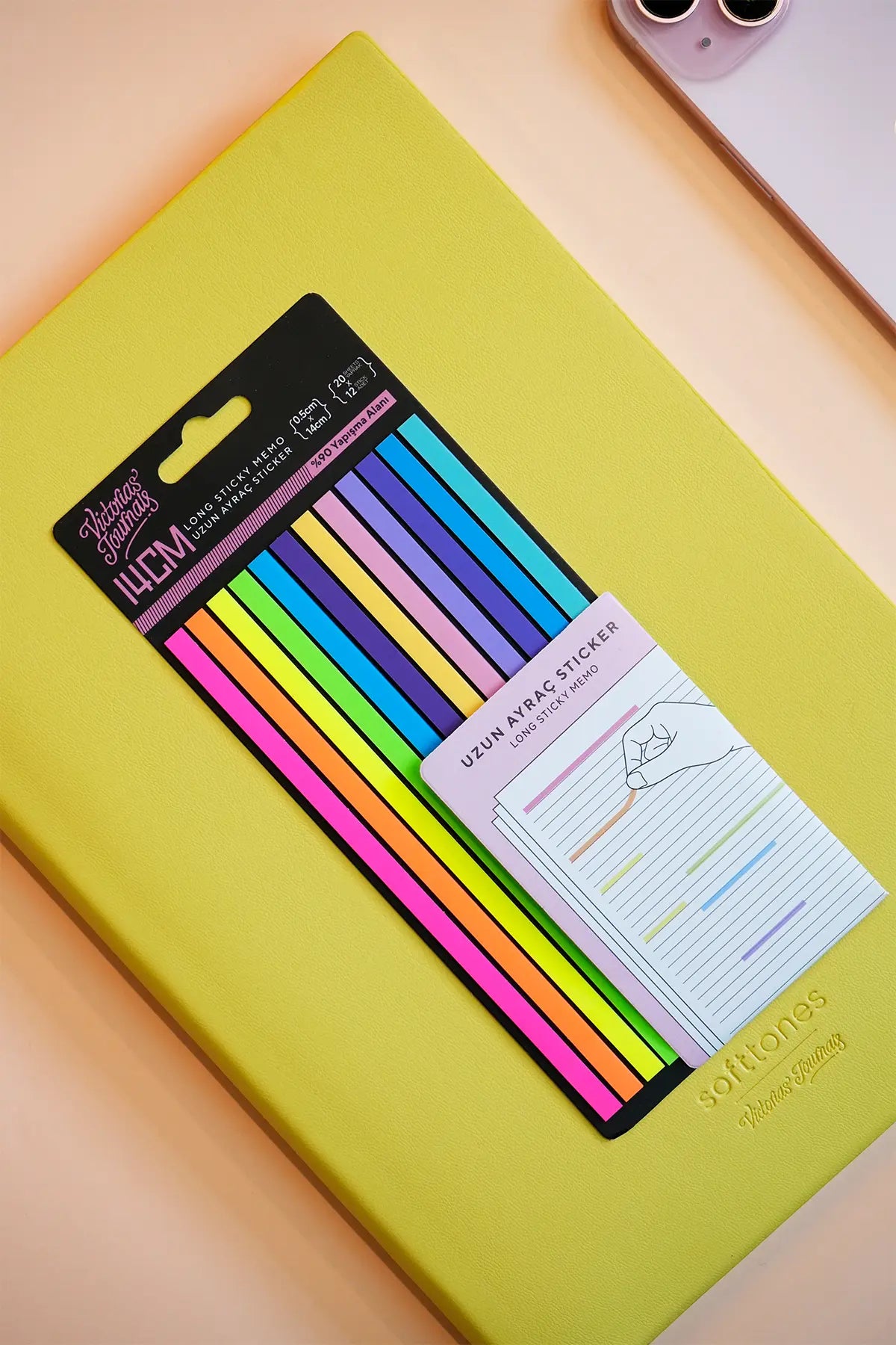 Victoria's Journals Yapışkanlı Şerit 14x0,5 cm 20 Yaprak 12 Renk