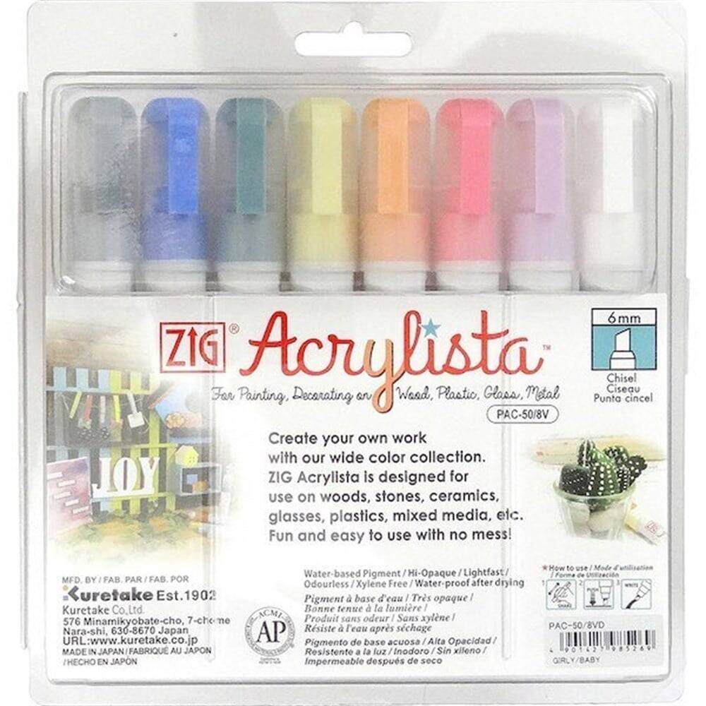 Zig Acrylista Markör Kesik Uç PAC-50/8VC 8'li