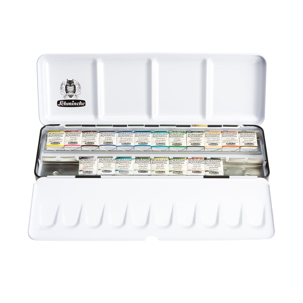 Schmincke Horadam Aquarell Artist Sulu Boya Metal Kutu Set 12 Standart + 8 Supergranulation Yarım Tablet - Görsel 4