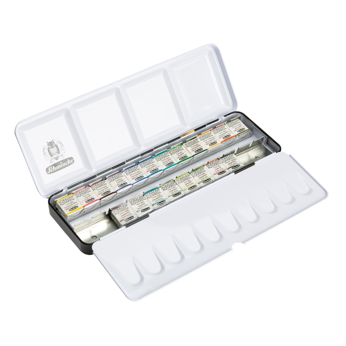 Schmincke Horadam Aquarell Artist Sulu Boya Metal Kutu Set 12 Standart + 8 Supergranulation Yarım Tablet - Görsel 2