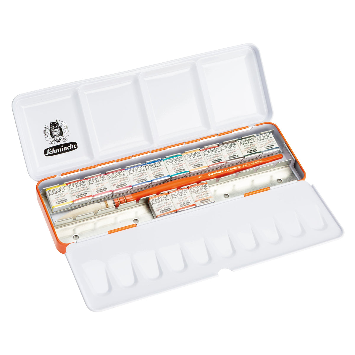 Schmincke Horadam Aquarell Artist Sulu Boya Juicy Orange Metal Kutu Set 15 x Yarım Tablet + Da Vinci Fırça - Görsel 4