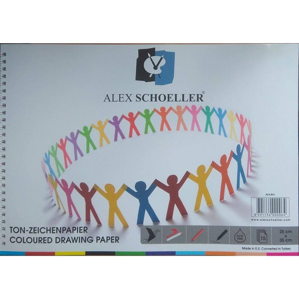 Alex Schoeller Renkli Fon Kartonu Blok 25x35 15 Yaprak