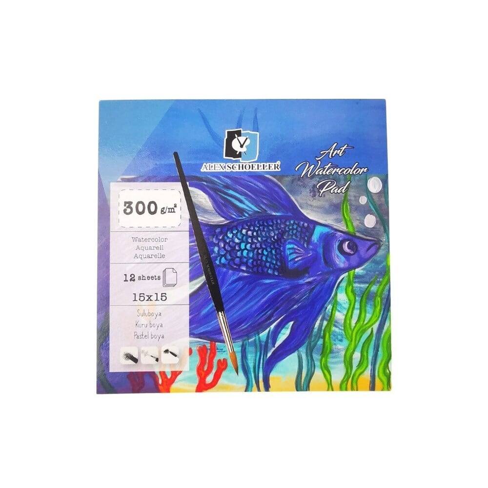 Alex Schoeller Suluboya Defteri Yapışkanlı 15x15 cm 300 Gr 12 Sayfa