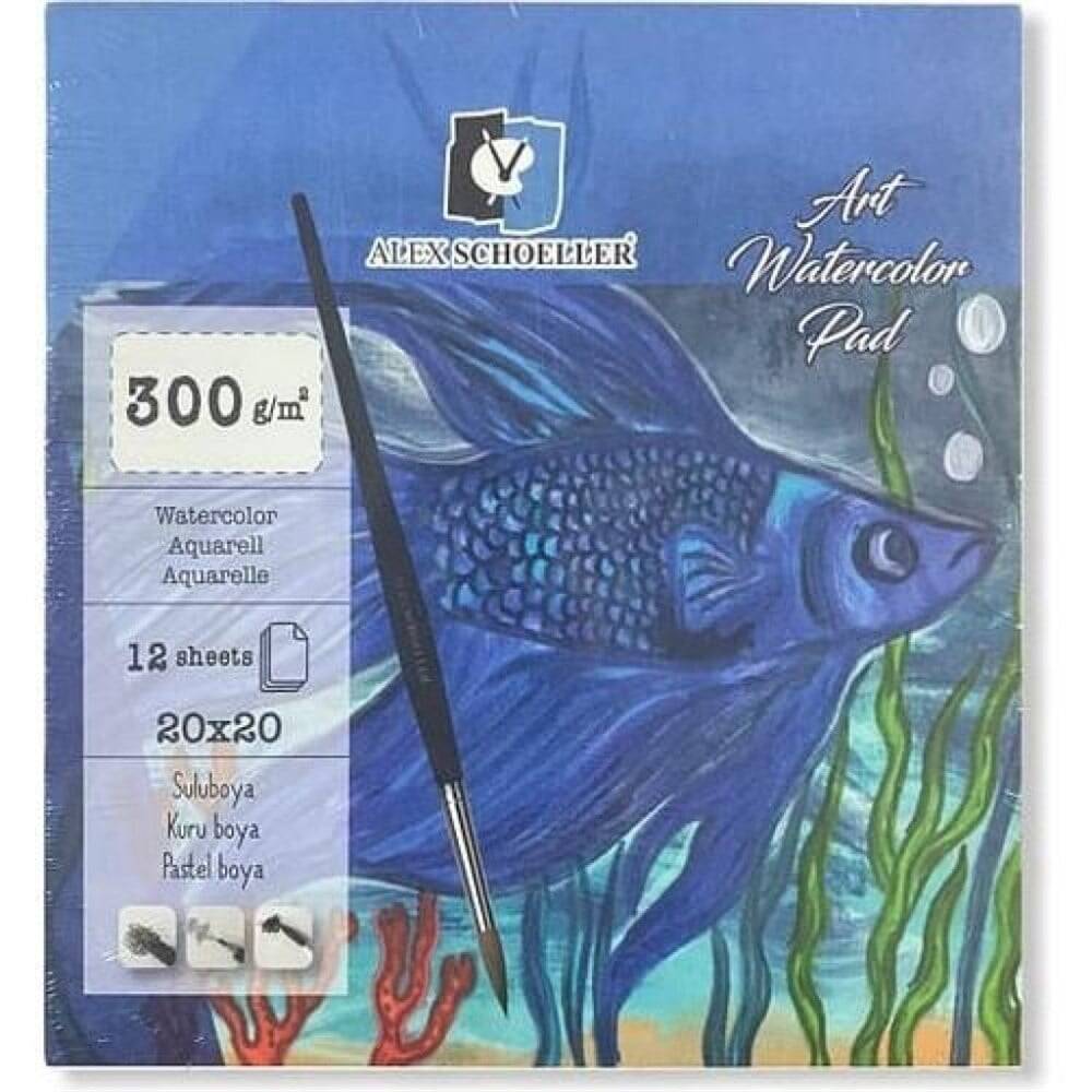 Alex Schoeller Suluboya Defteri Yapışkanlı 300 gr 20x20 cm 12li