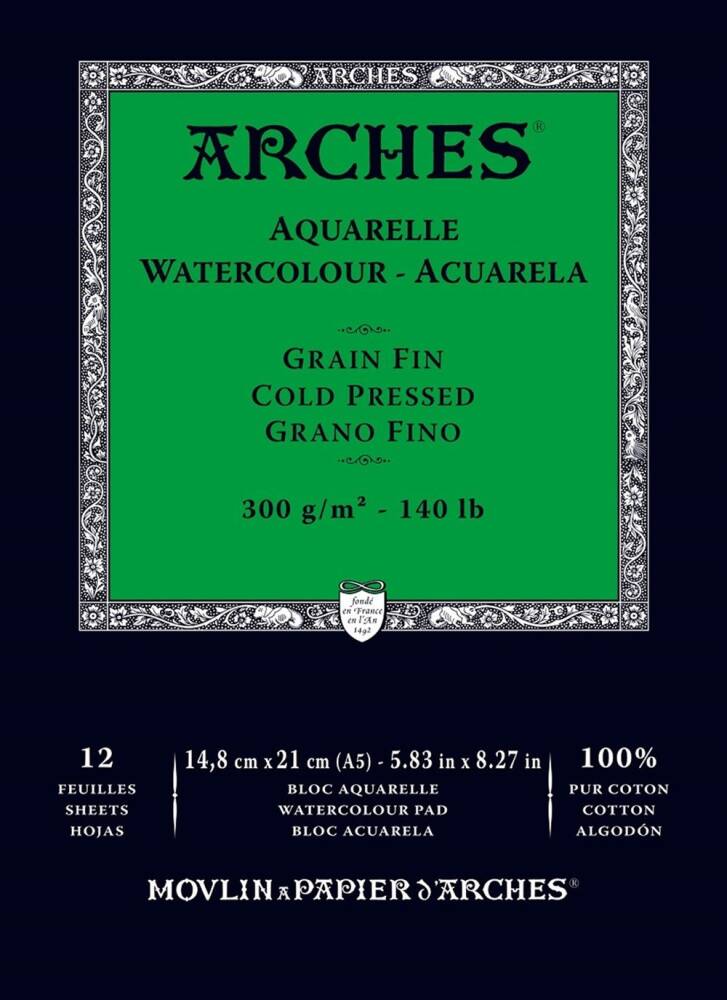 Arches Suluboya Blok Defter 14,8X21 cm 300 Gr 12 Yaprak Orta Doku