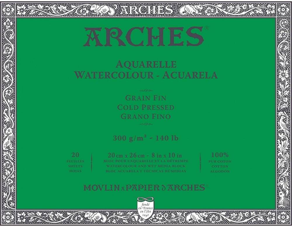Arches Suluboya Blok Grain Fin Cold Press 300 gr 26x36 cm 20 Yp