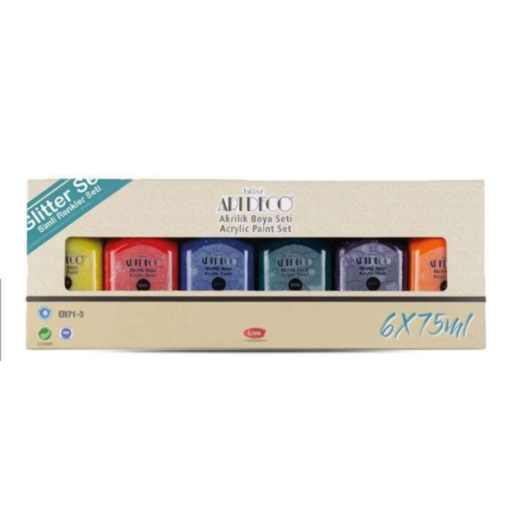 Artdeco Akrilik Boya Seti 6x75 ml Glitter Renkler