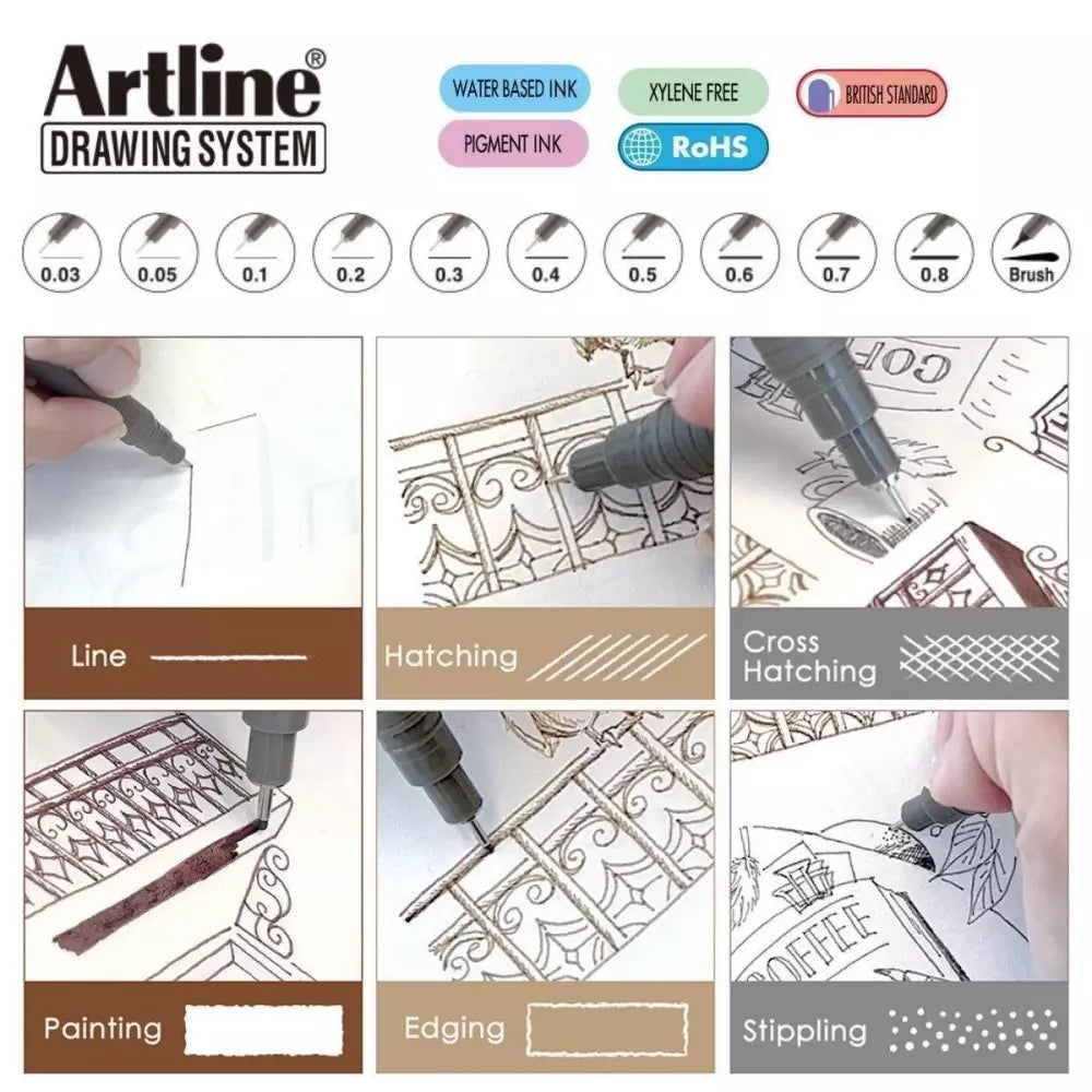 Artline Çizim Kalemi 0.3 mm Gri