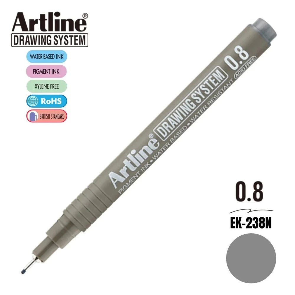 Artline Çizim Kalemi 0.8 mm Gri