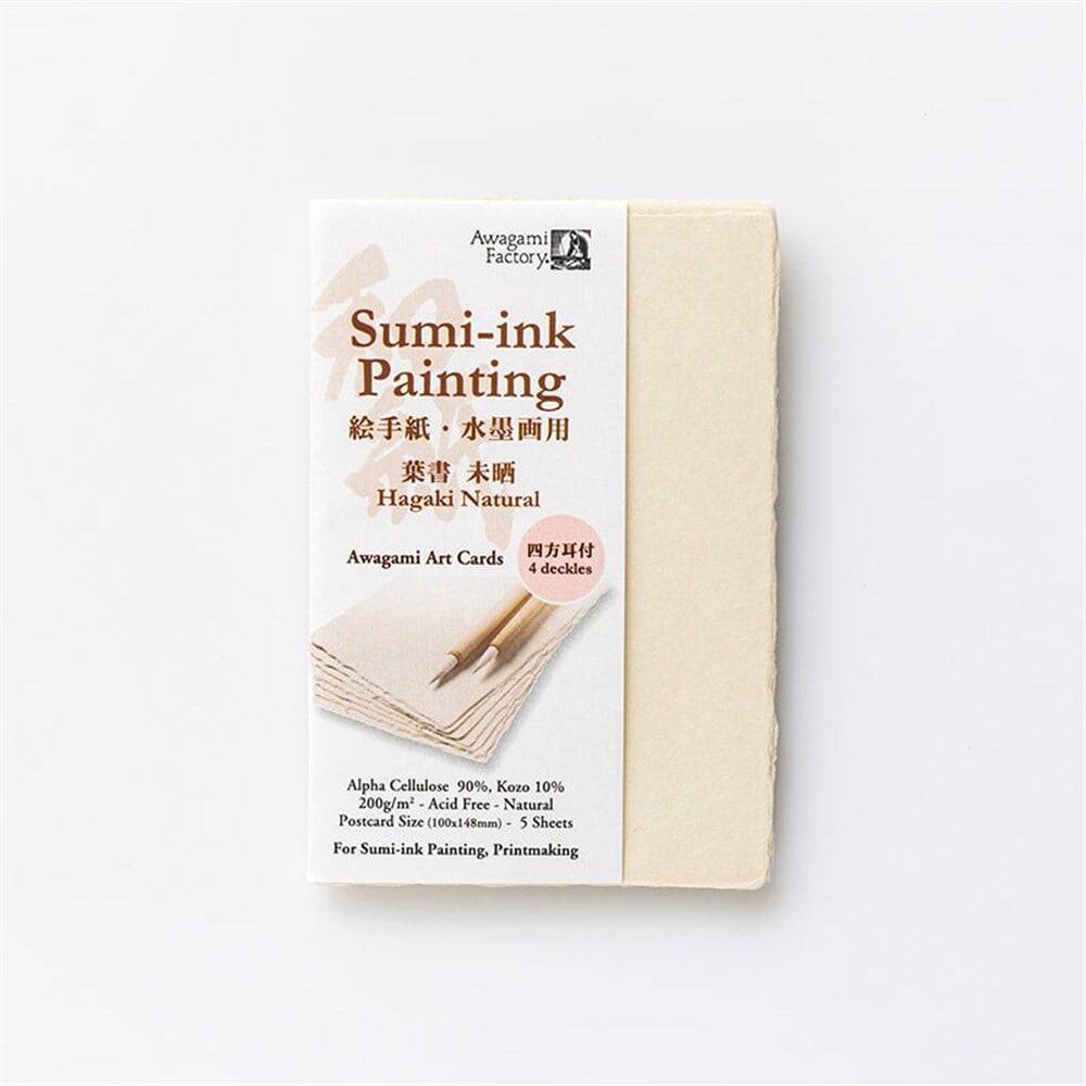 Awagami El Yapımı Tesuki Art Cards Set Thick Natural 200 Gr 14.8x10 cm