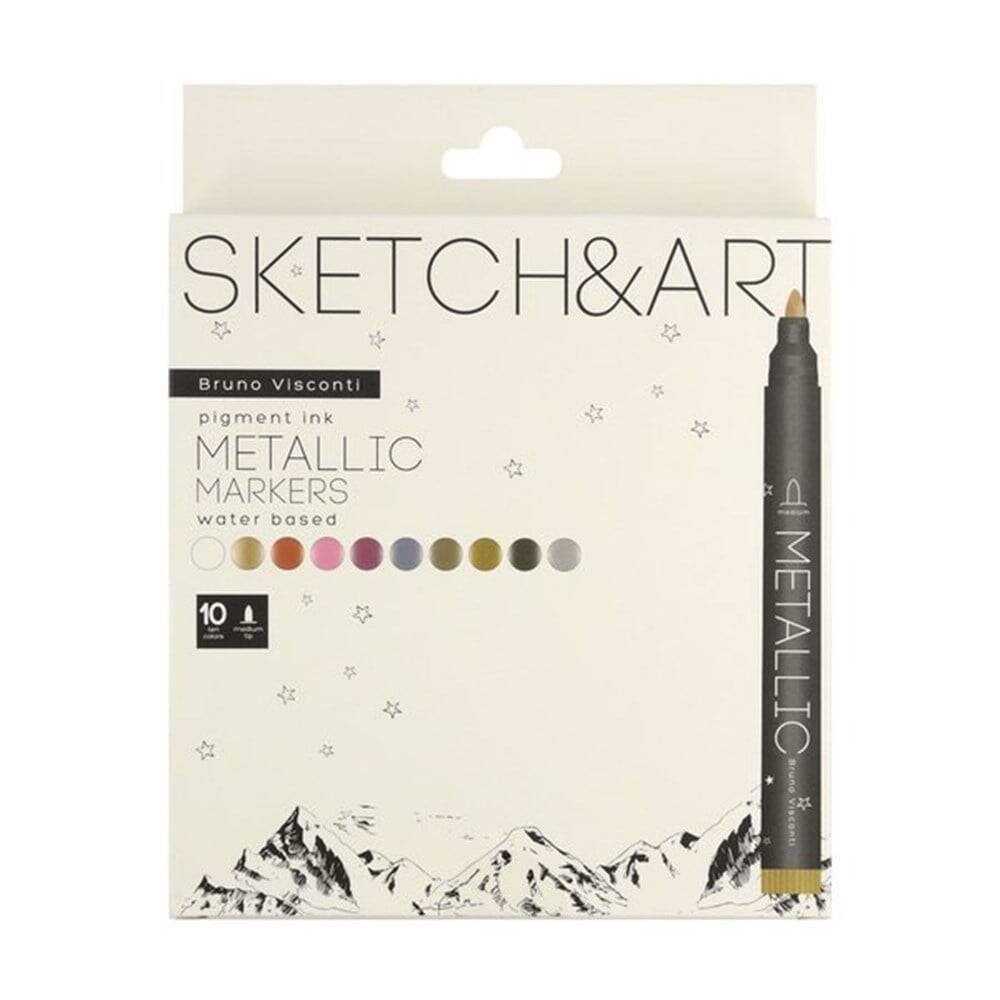 Bruno Visconti Metalik Marker Sketch Art 10 Renk