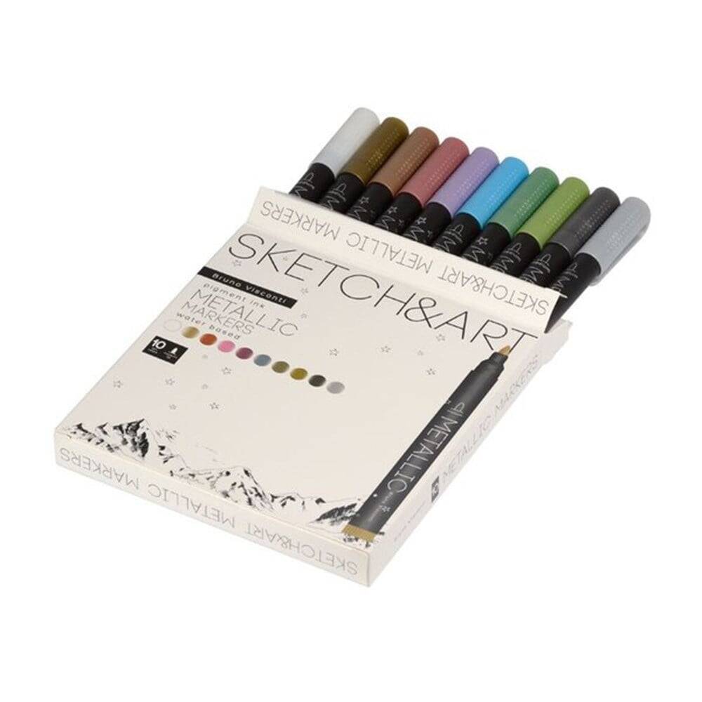 Bruno Visconti Metalik Marker Sketch Art 10 Renk