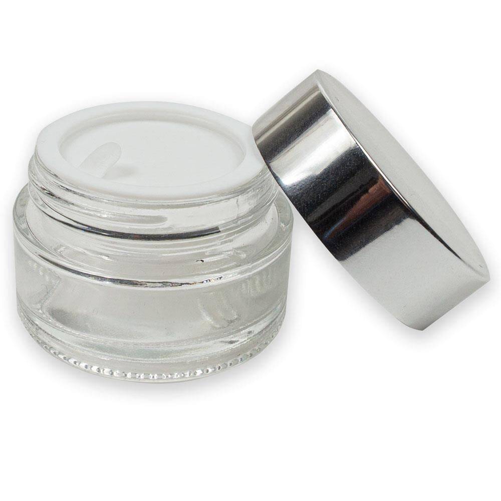 Glass Bottle with Clear Silver Cap 30 ml