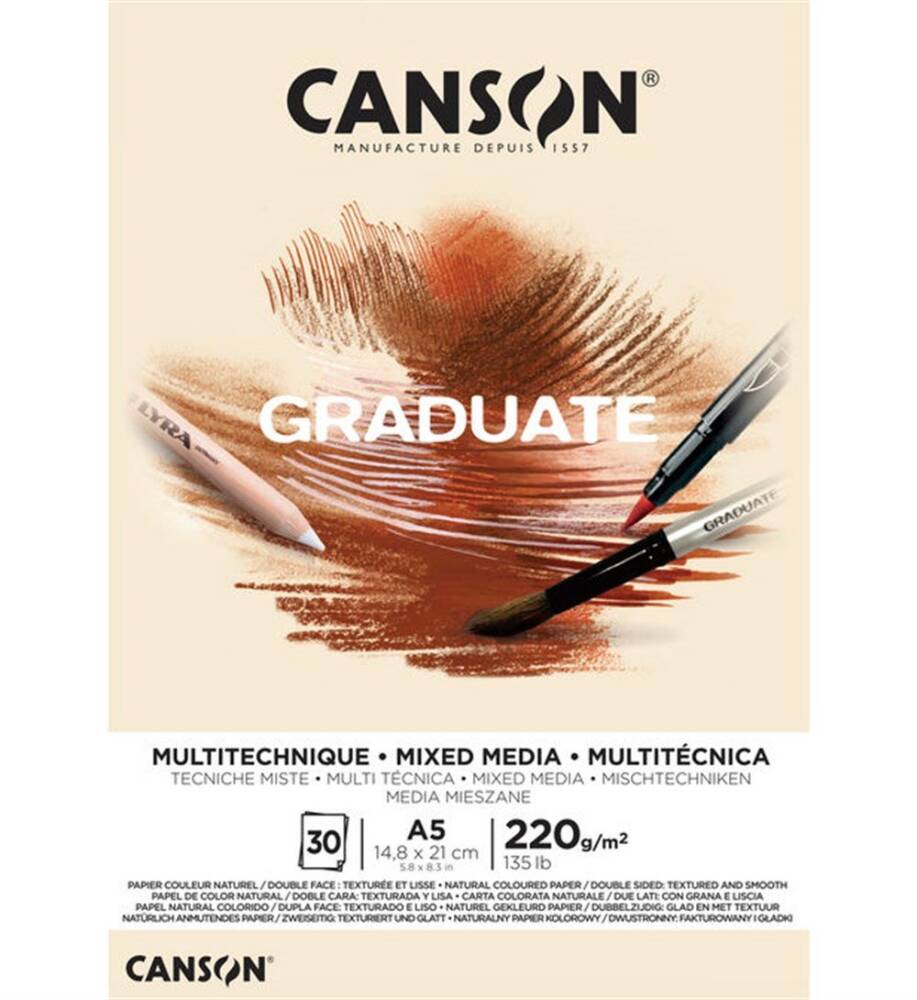 Canson Graduate Mix Media Natural 220G 30 Sayfa A5