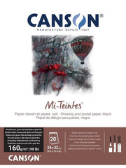 Canson Mi-Teinte Pad  160 gr 24x32 cm 20 Sf Siyah