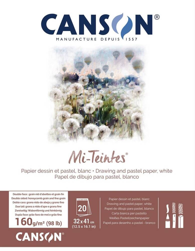 Canson Mi-Teintes Pastel Defteri 160 gr 32x41 cm 20 sf Beyaz