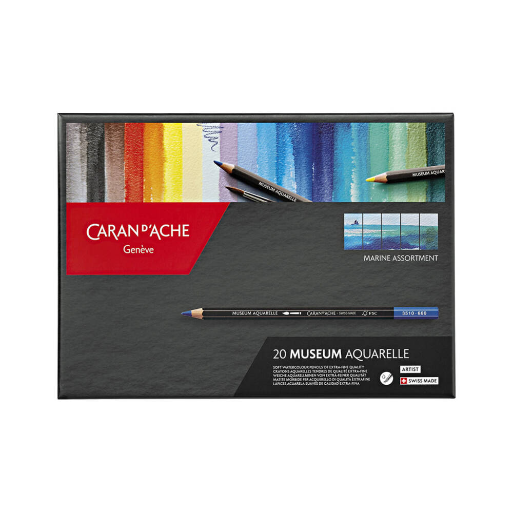 Caran d'Ache Museum Aquarell Marine Assortment Sulu Boya Kalem Seti 20 Renk