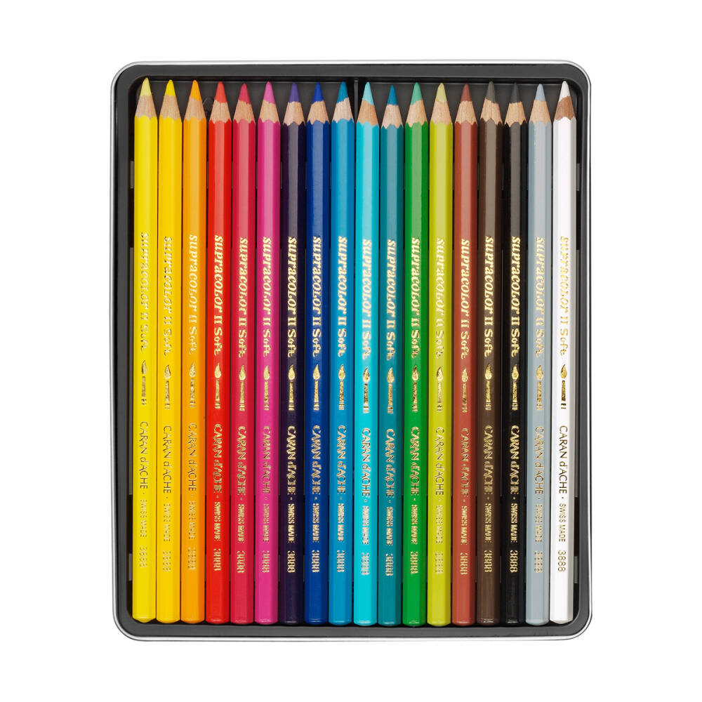 Caran d'Ache Supra Color Soft Aquarelle Sulu Boya Kalem Seti 18 Renk