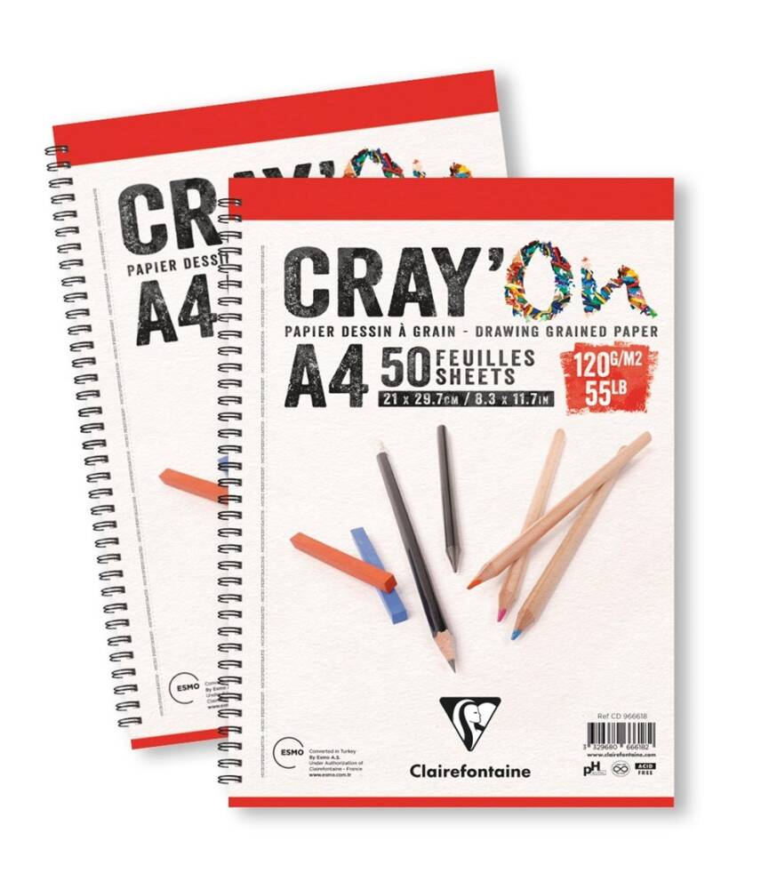 Clairefontaine Cray'On Çizim Blok Üstten Spiralli 120g A5 50 Sayfa