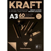 Clairefontaine Kraft Kahverengi ve Siyah Çizim Bloğu A3 90g 60 Yp