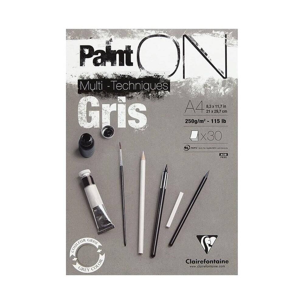 Clairefontaine Paint On Gri Teknik Blok A4 250g 30 Yaprak