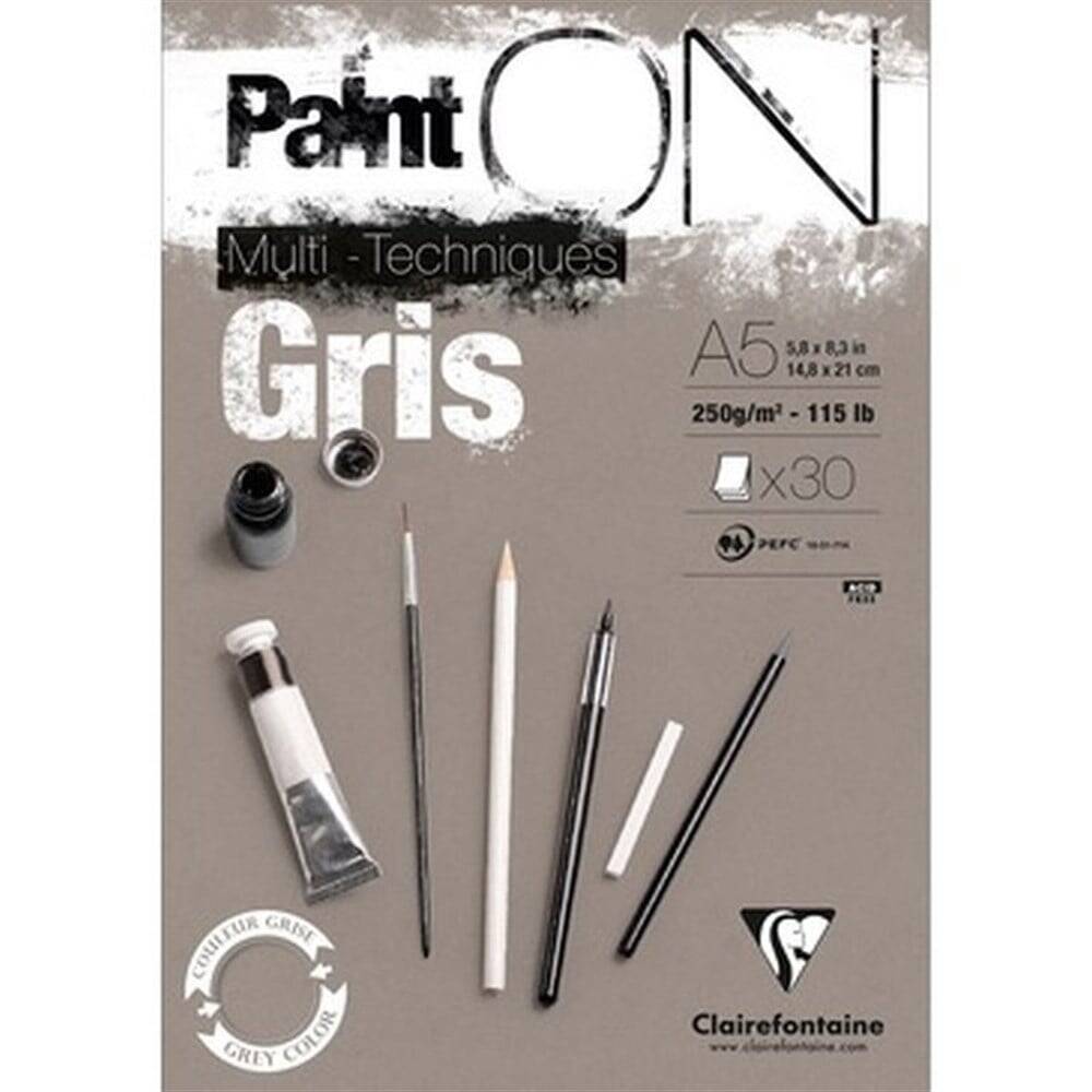 Clairefontaine Paint On Gri Teknik Blok A5 250g 30 Yaprak