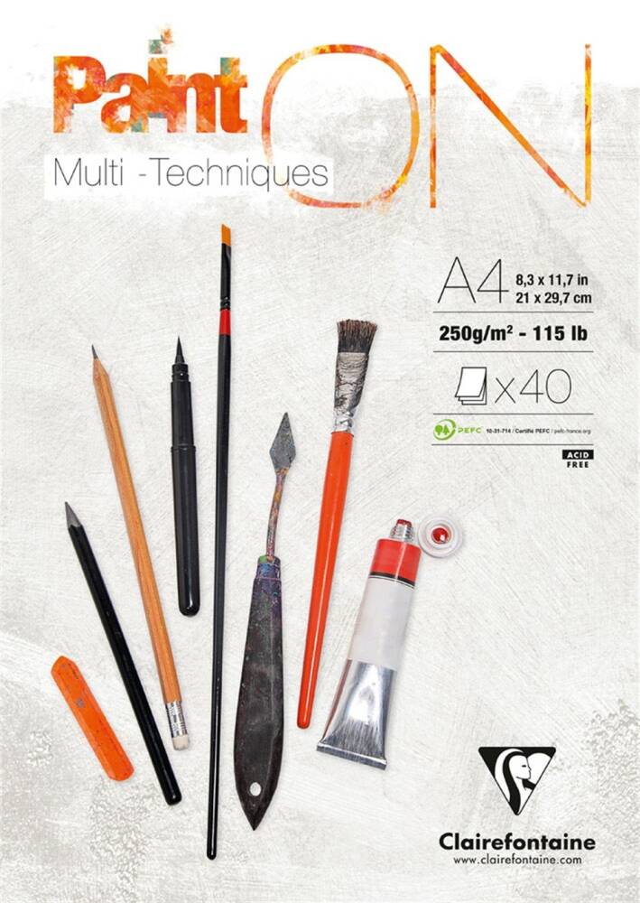 Clairefontaine Paint On Multi-Techniques Karışık Teknik Blok A4 250 Gr 40 Yaprak