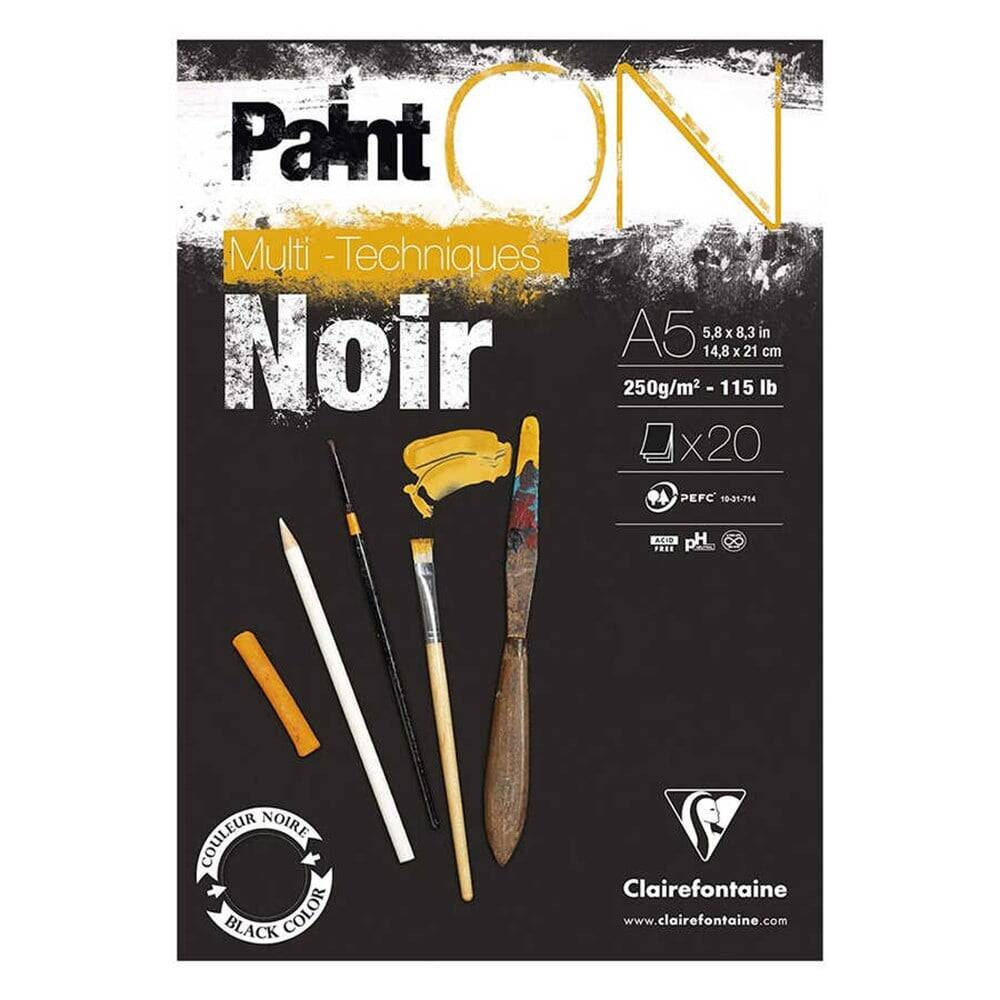 Clairefontane Paint-On Karışık Teknik Siyah Blok A5 250gr 20 Yaprak