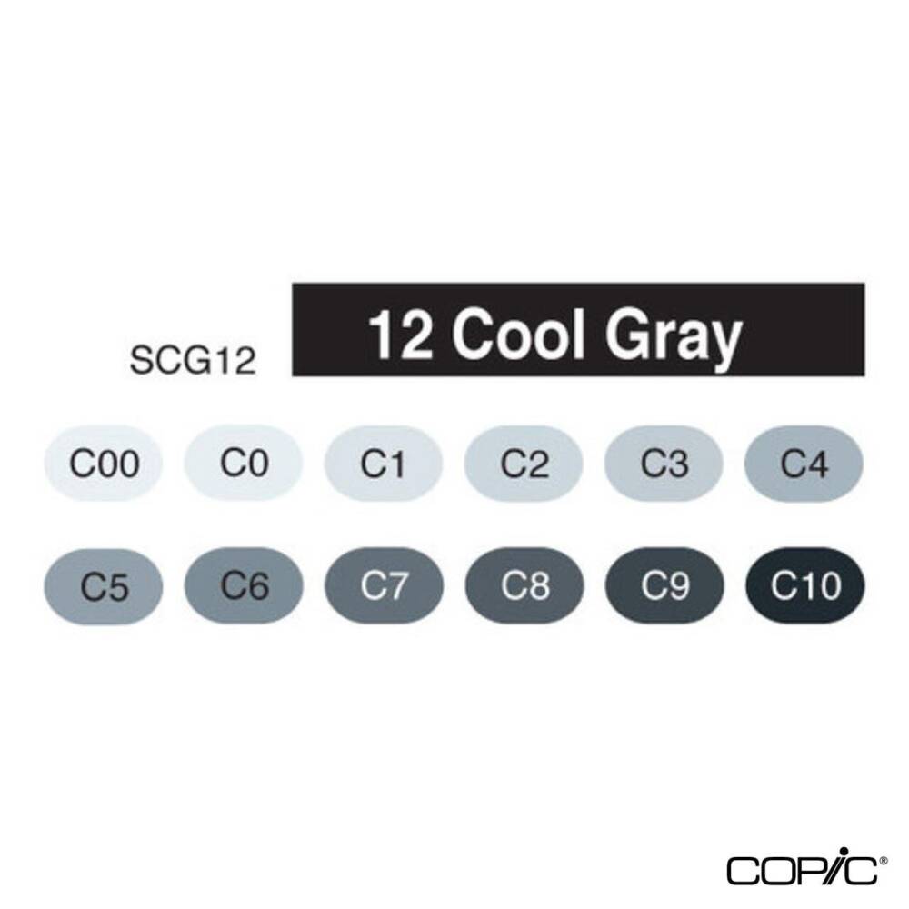 Copic Cool Grey Tones Sketch Marker 12'li Set
