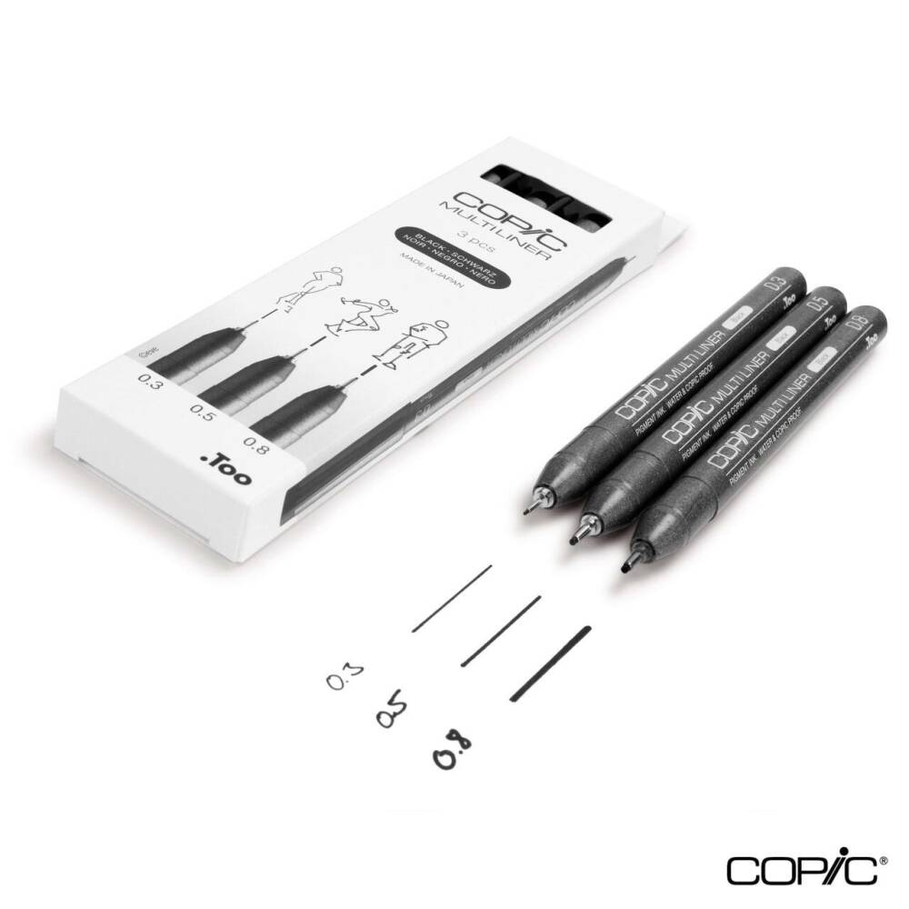 Copic Multiliner Siyah 3'lü Set Broad