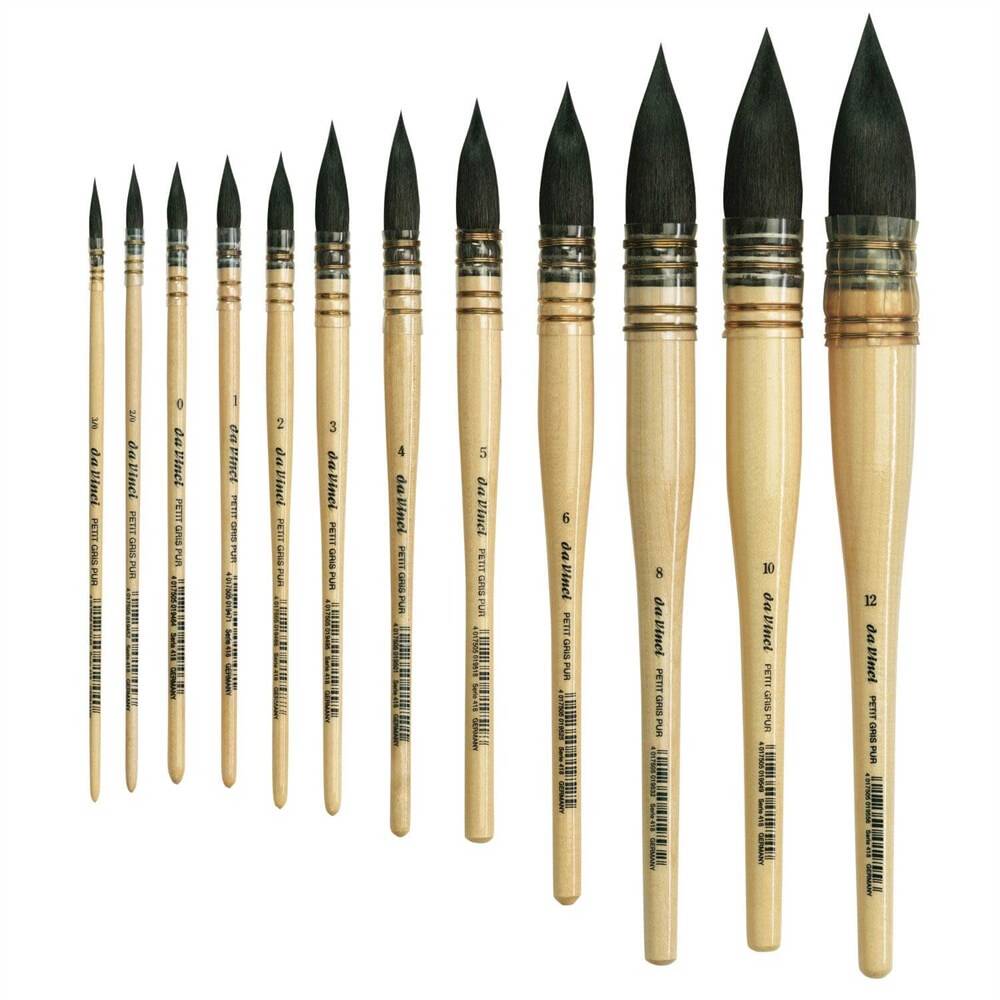 Da Vinci Petit Gris Pur Mavi Rus Sincap Kılı Yuvarlak Fransız Sulu Boya Fırçası Seri 418 No:12