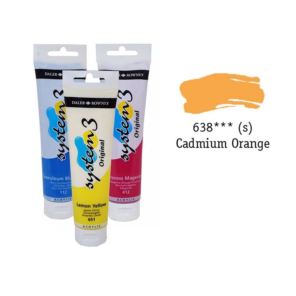 Daler Rowney System 3 Original Akrilik Boya 150 ml Cadmium Orange Ligth Hue