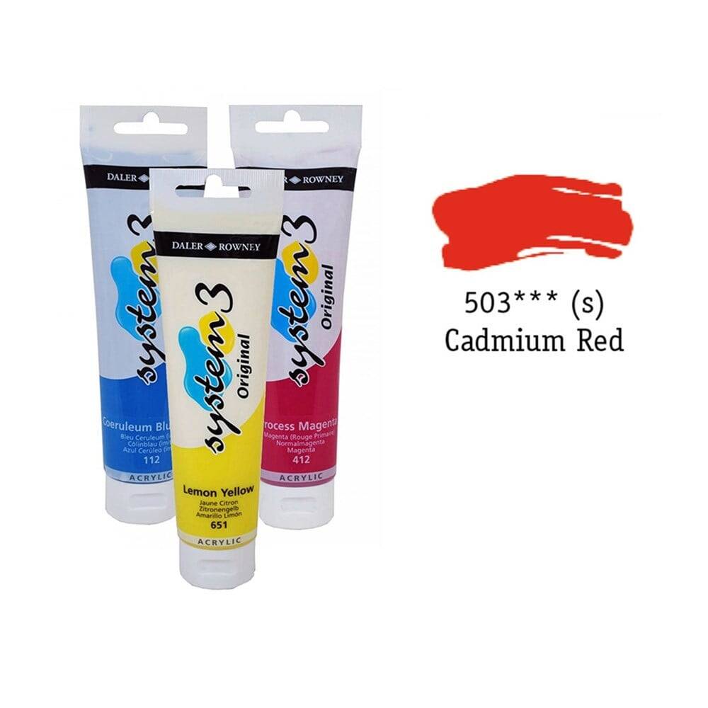 Daler Rowney System 3 Original Akrilik Boya 150 ml Cadmium Red Hue