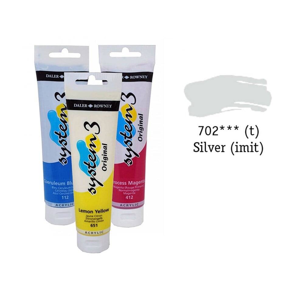 Daler Rowney System 3 Original Akrilik Boya 150 ml Silver İmit