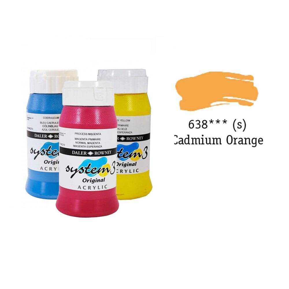 Daler Rowney System 3 Original Akrilik Boya 500 ml Cadmium Orange Light Hue