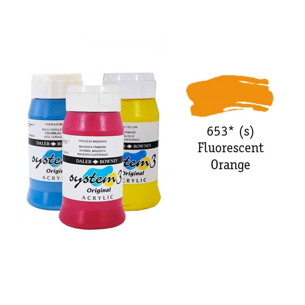 Daler Rowney System 3 Original Akrilik Boya 500 ml Fluoro Orange
