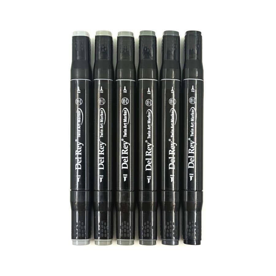 Del Rey Twin Marker Soğuk Gri Tonları 6'lı Set