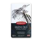 Derwent Graphic Pencil Soft Dereceli Kalem Seti 12li Teneke Kutu Sketching Eskiz