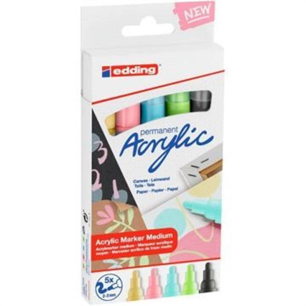 Edding Permanent Akrilik Kalem Seti 5li Pastel