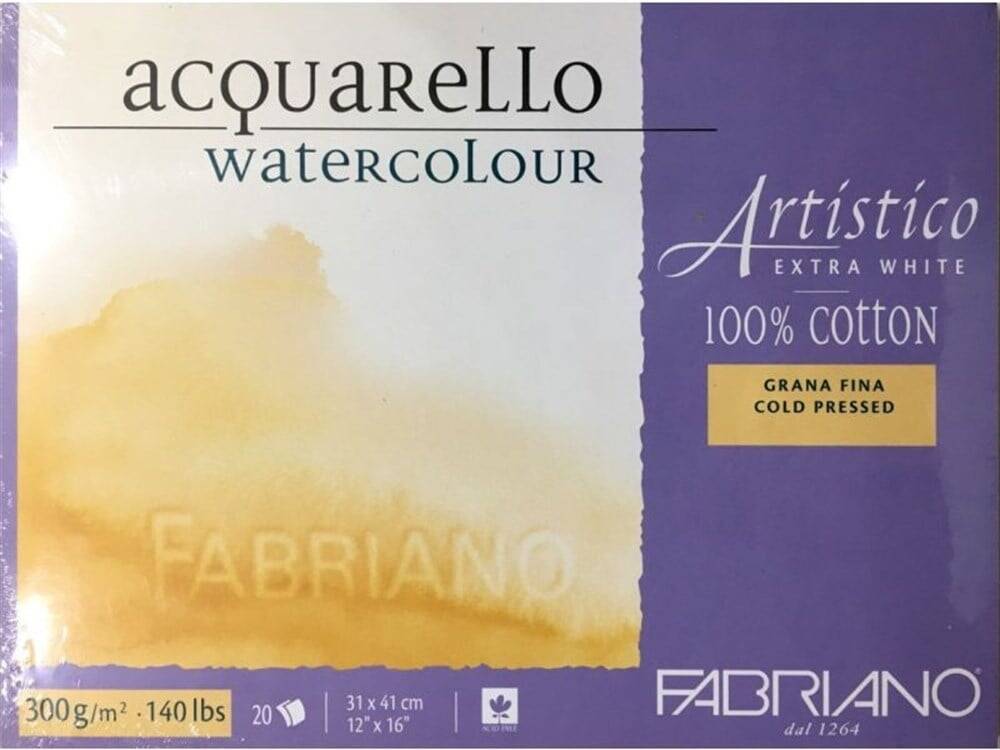 Fabriano Artistico Suluboya Defteri Extra White Grana Fina C.Pressed 300gr, 31x41 cm 20 Sayfa