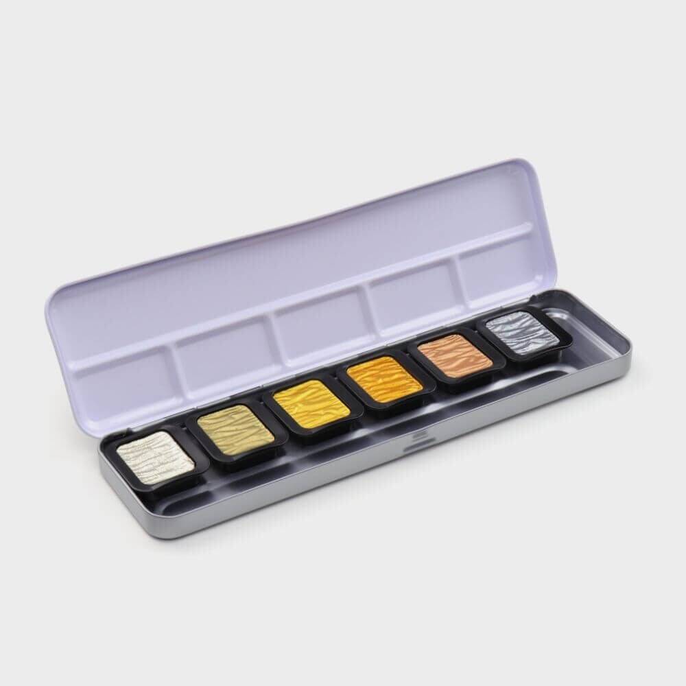 Finetec Premium Pearlescent Color Yaldız Suluboya Seti, 6 colors F7001