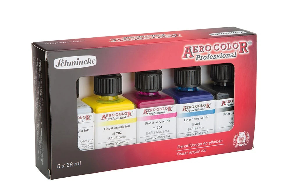 Schmincke Aero Color Akrilik Mürekkep Set Temel Renkler 5x28 ml